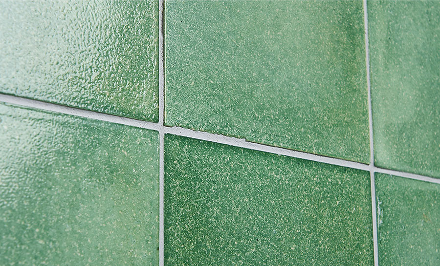 A close up of green Eralith tiles. 