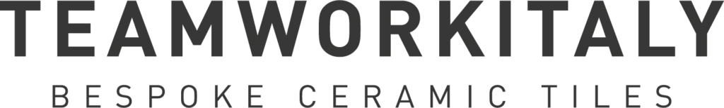 Teamwork Italy logo, underscored by the description 'bespoke ceramic tiles'.