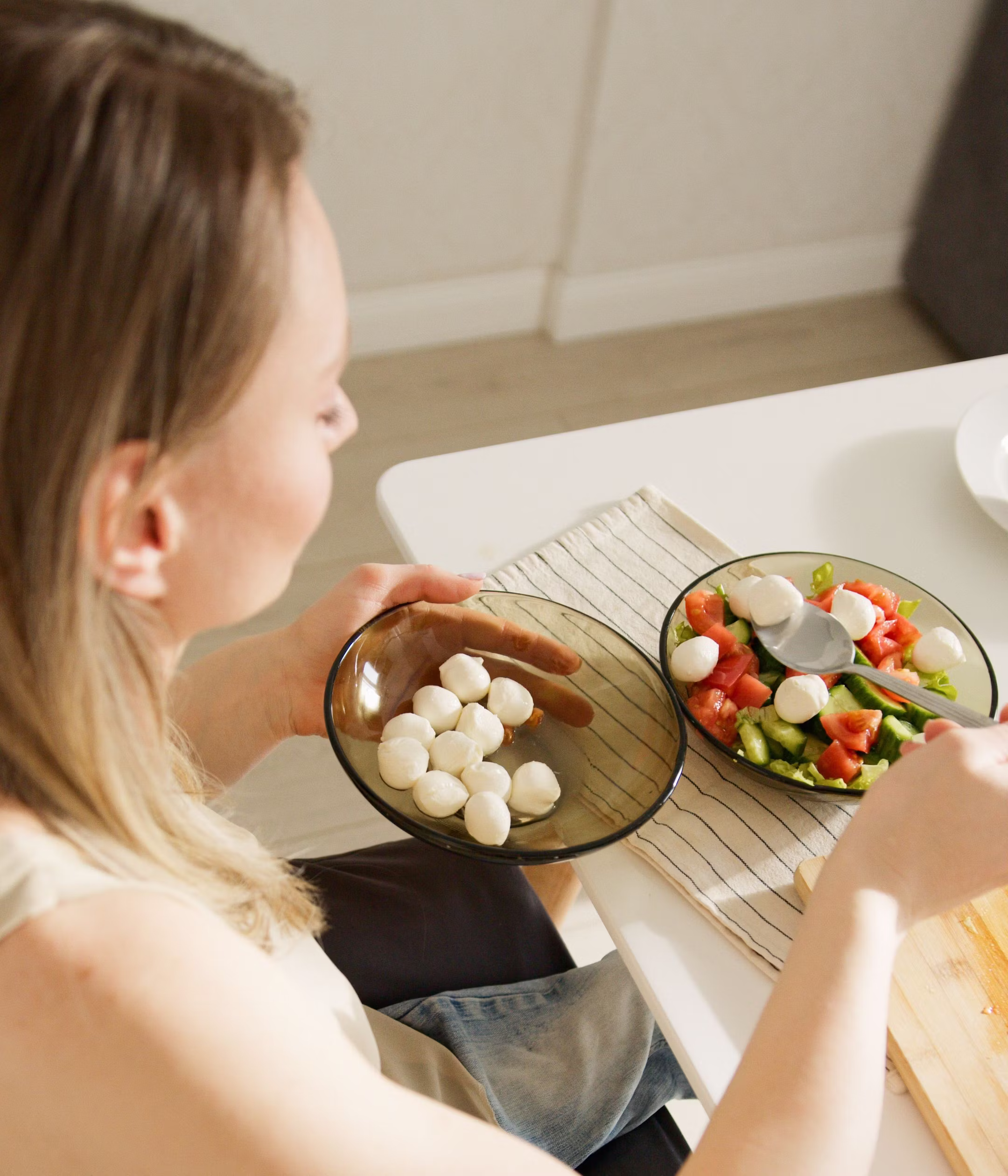 Woman eating a salad