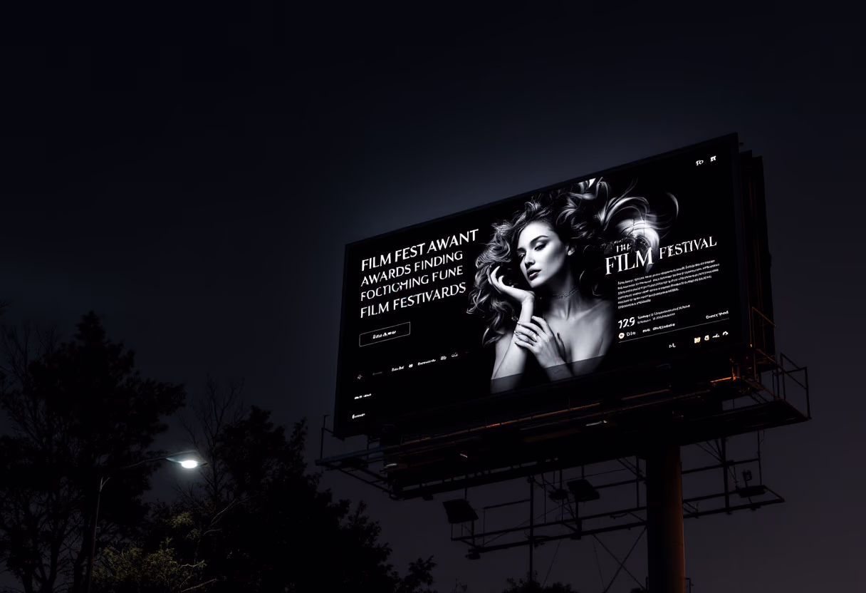 digital project - film festival awards interface on a billboard at night