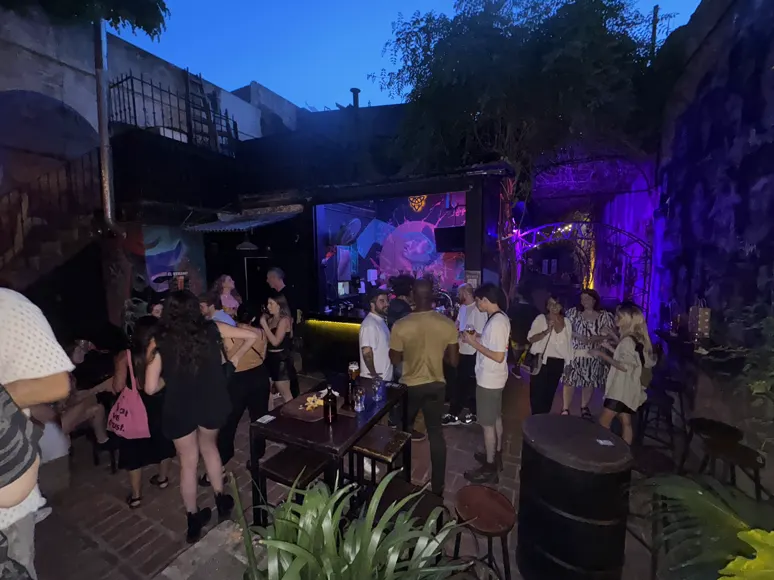 The team at an outdoor bar
