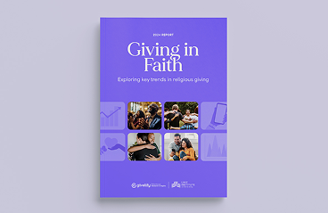 2024 Giving in Faith report titled Exploring Key Trends in Religious Giving with photos of diverse church leaders and donors and logos of Givelify and Lake Institute on Faith & Giving.
