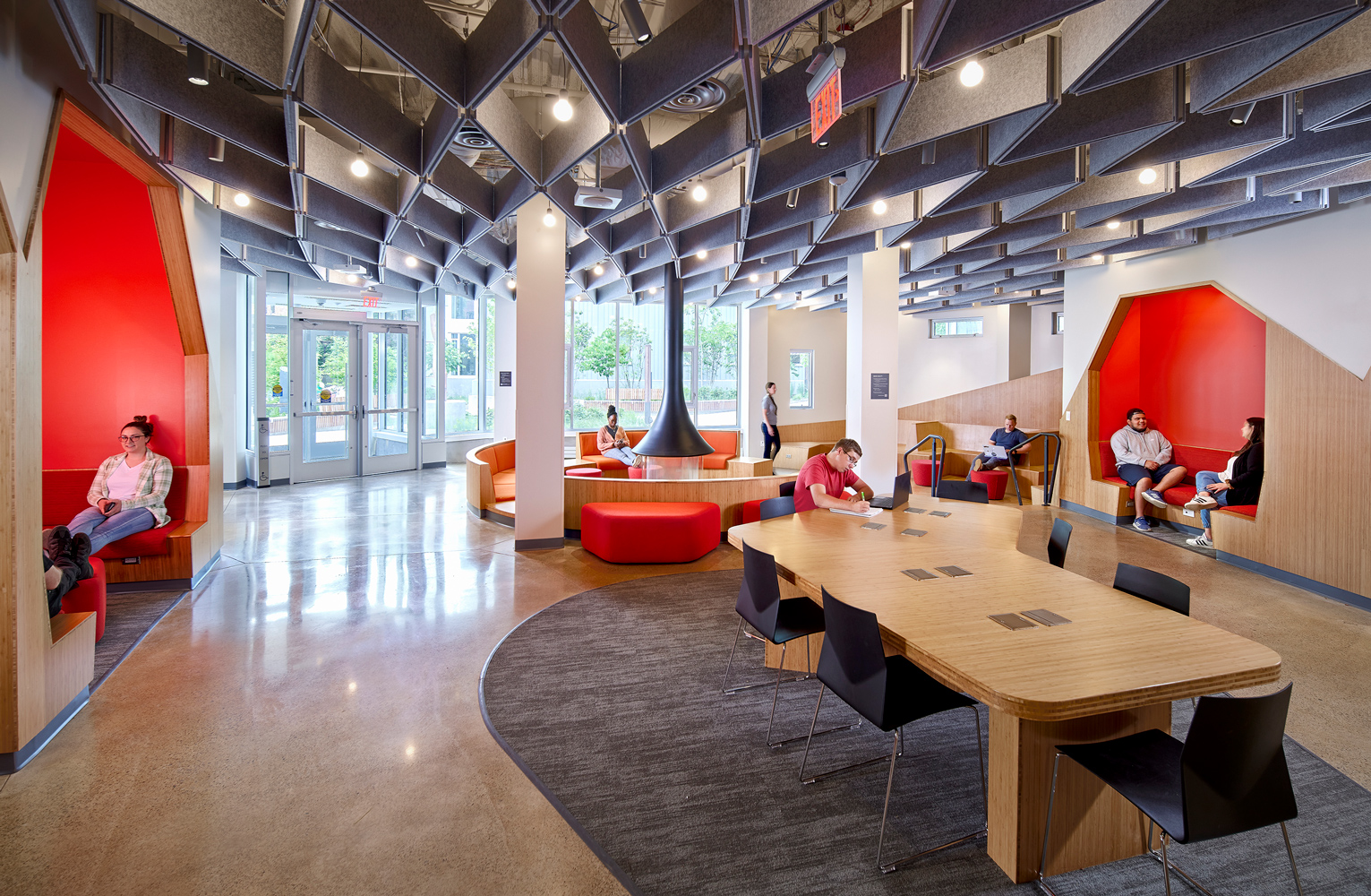 The inside of a renovated office.