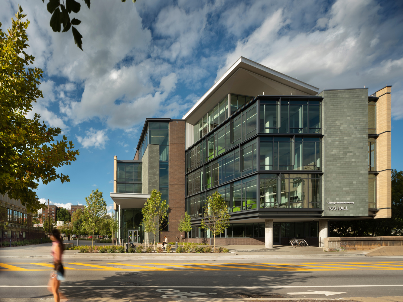 The outside view of a stylish building.