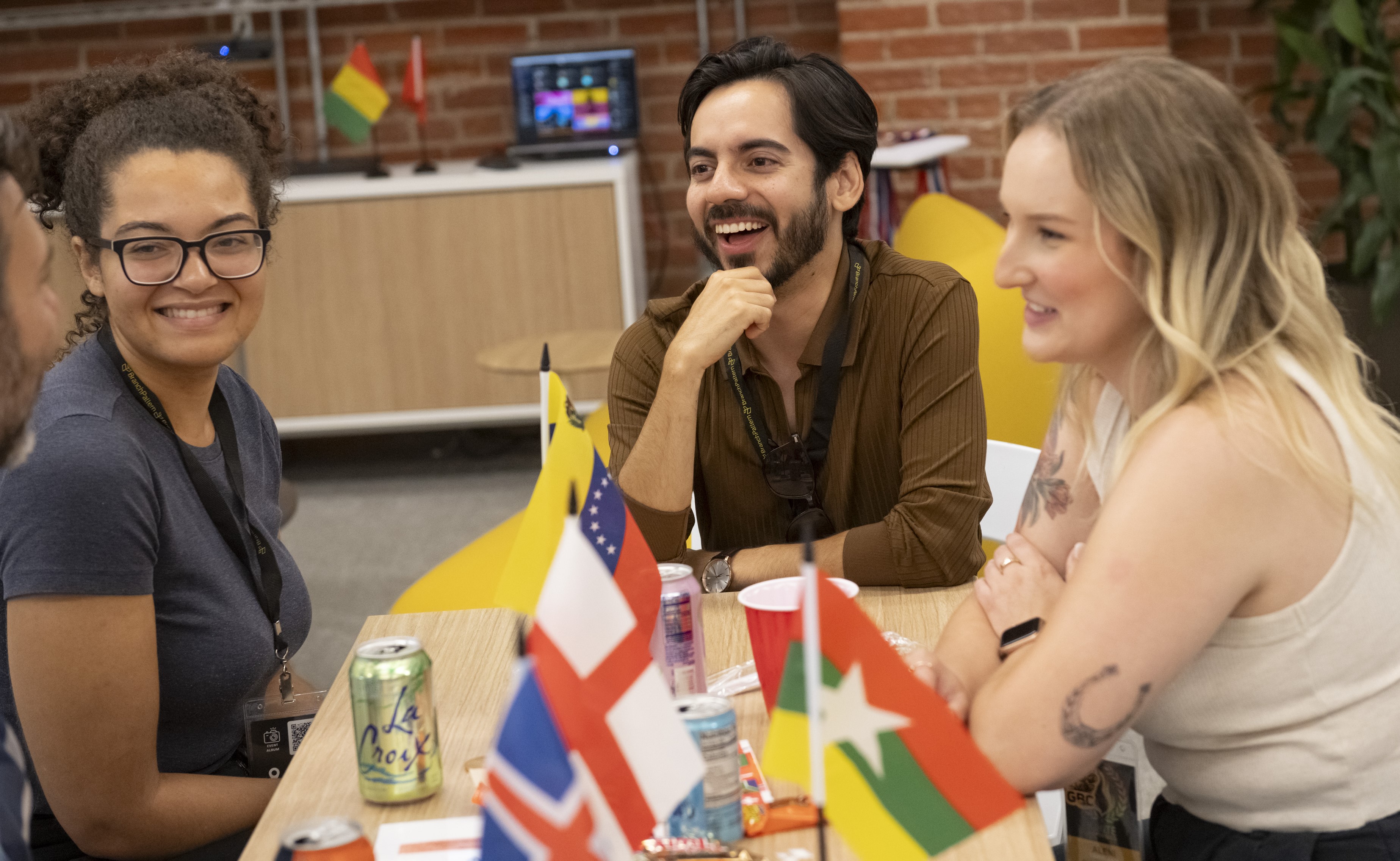A few team members at a table