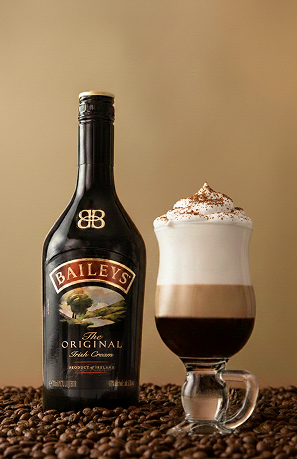 Baileys drink with coffee and whipped cream