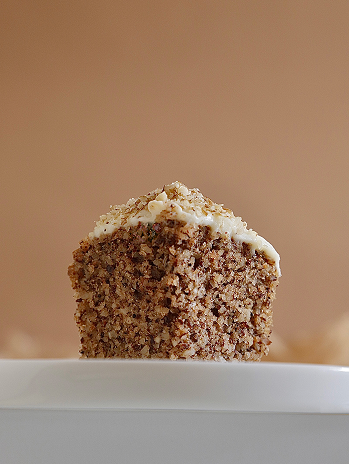 Brown cake on white plate