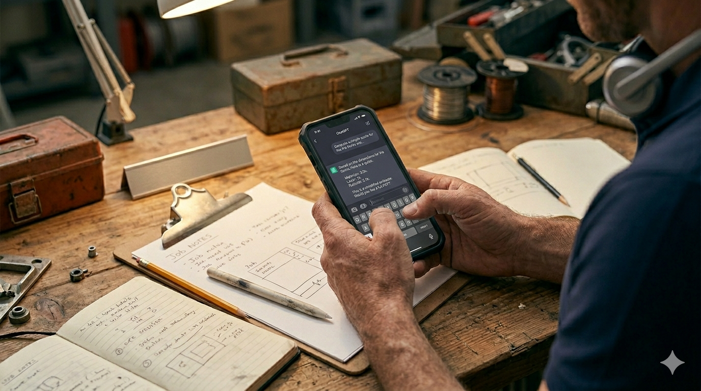 Tradesperson writing a quote in 5 minutes using ChatGPT