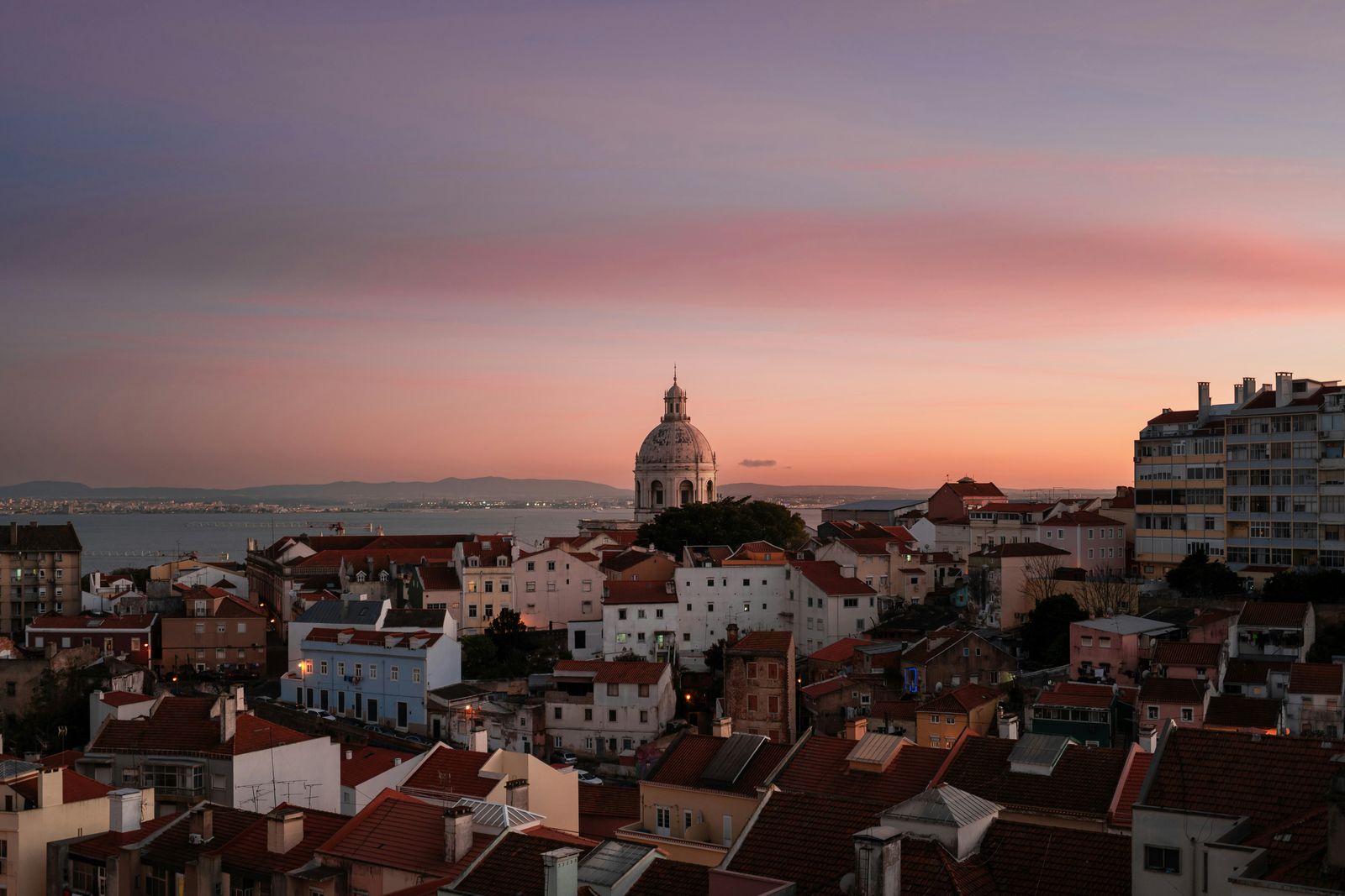 Lisbon skyline at sunset, Portugal