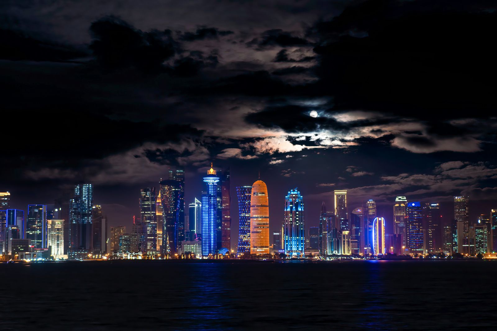 West Bay skyline at night, Doha, Qatar