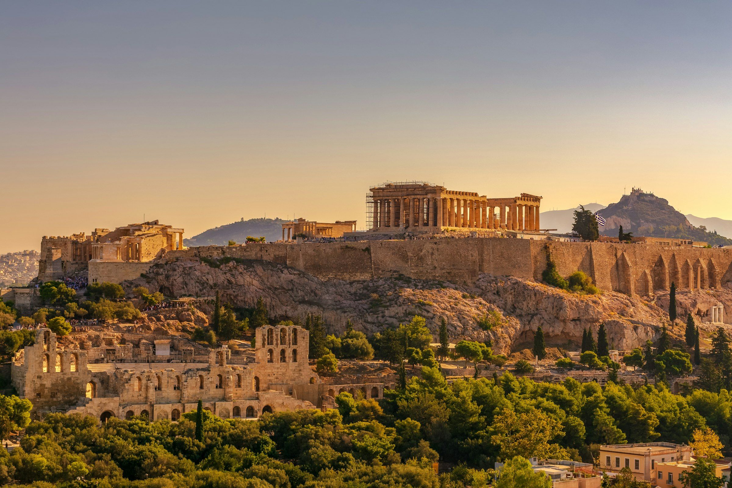 The Acropolis at golden hour, Athens, Greece