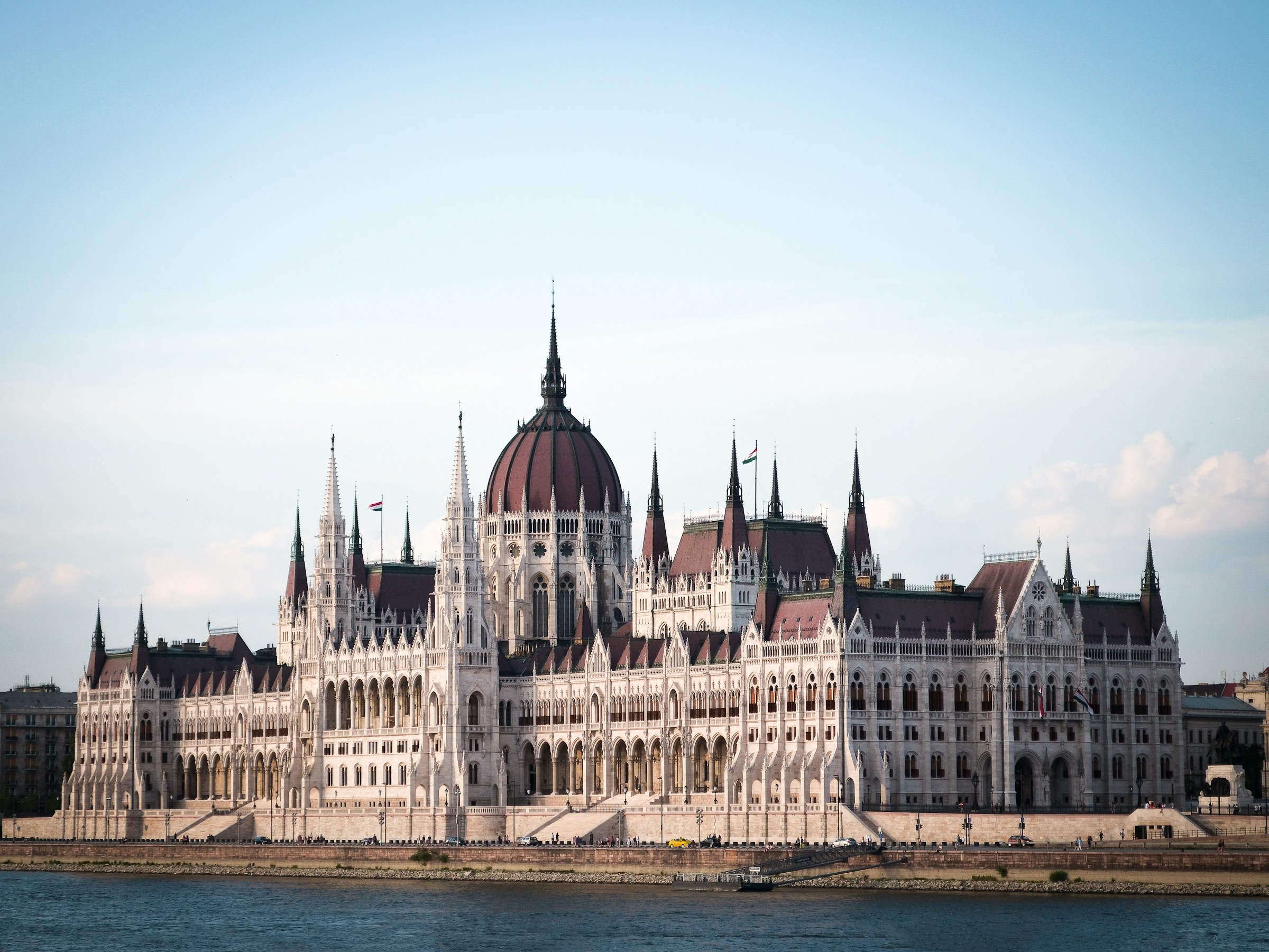 The Hungarian Parliament across the Danube in daylight, Budapest, Hungary