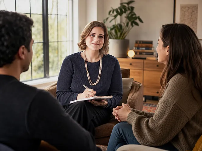 Couple beginning to rebuild trust in betrayal trauma therapy