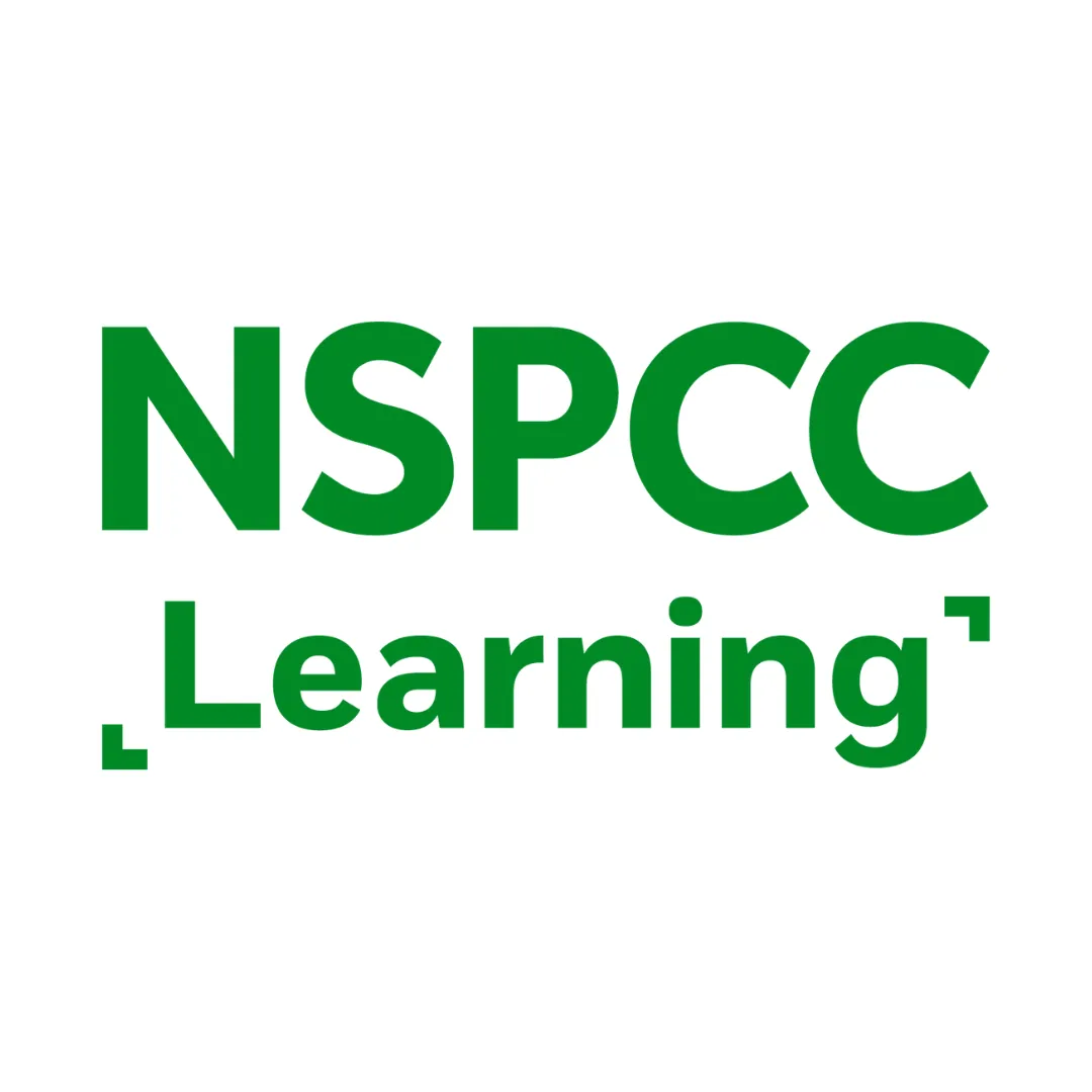 Green NSPCC Learning logo with NSPCC in bold uppercase letters and Learning in bold lowercase letters below, framed by corner brackets.