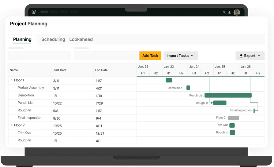 BuildOps timeline project planning feature