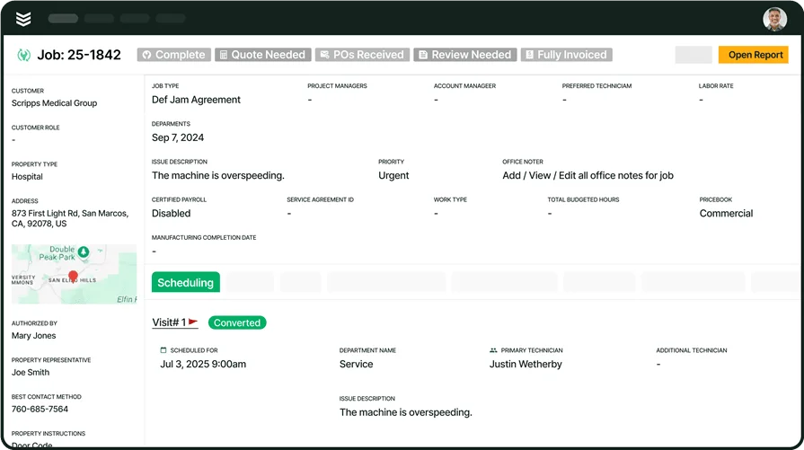 Job report view in BuildOps
