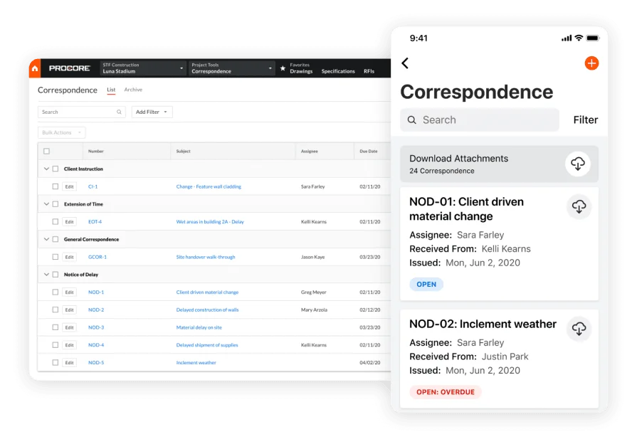 Procore construction software