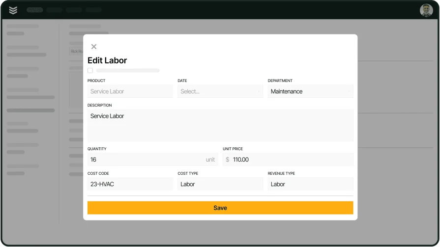 Editing labor in BuildOps invoicing tool