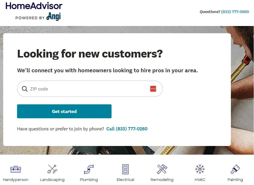 HomeAdvisor contractor listings tool