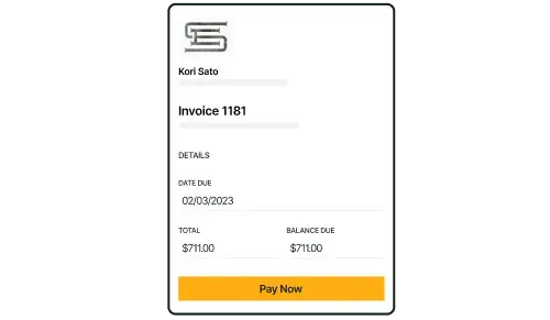 Invoice app with balance due and Pay Now button
