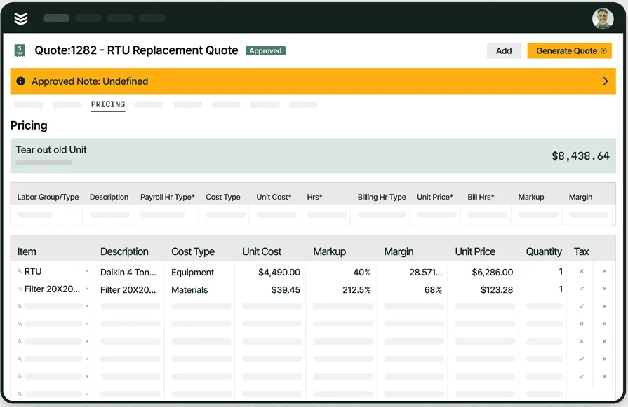 Example of an invoice for HVAC contractors