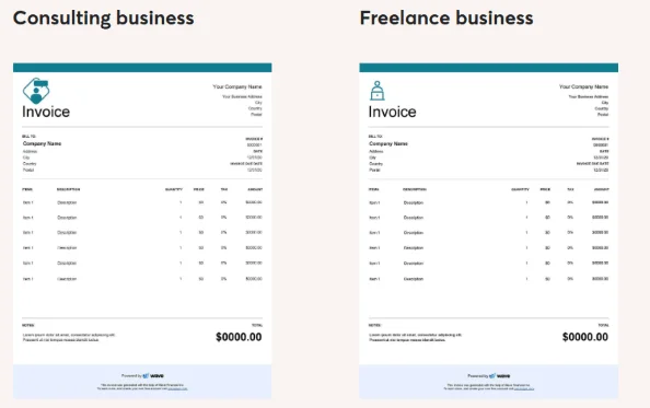 Wave invoice template