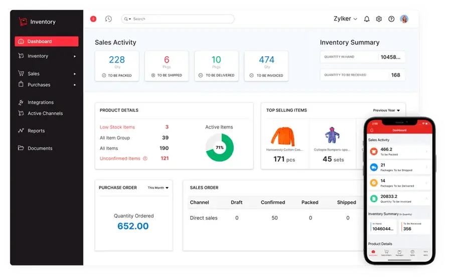 Zoho inventory management software
