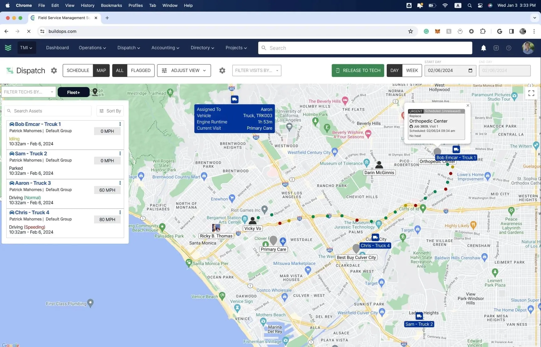 BuildOps fleet map
