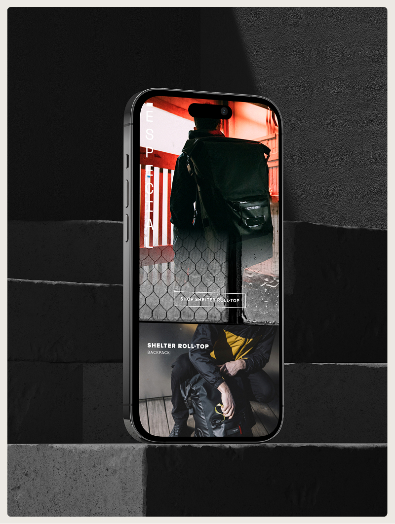 Black banner for Helinox packable outdoor games with colorful PLAY text and outdoor game images.
