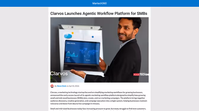 Clarvos Launches Agentic Workflow Platform for SMBs