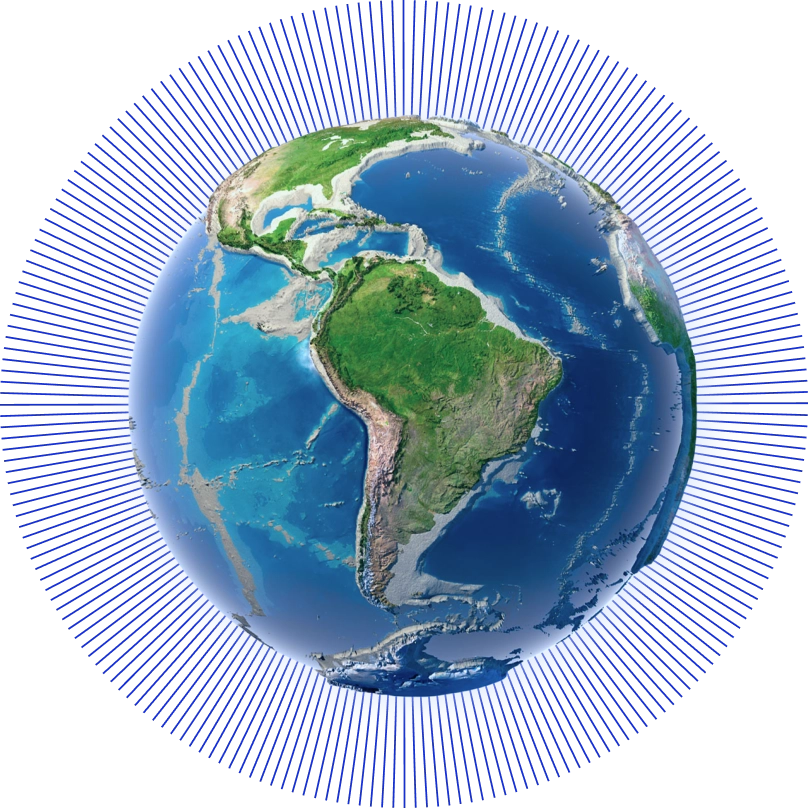 Imagem da Terra mostrando as Américas com detalhes dos continentes e oceanos ao redor.