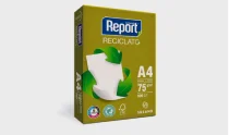 Pacote de papel A4 reciclado Report Reciclatg, com 75 folhas.