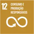 Ícone do objetivo de desenvolvimento sustentável número 12: Consumo e produção responsáveis, com símbolo de infinito.