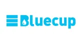 Logotipo da marca Bluecup em azul.