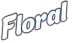 Logotipo da marca Floral com texto branco e contorno azul em fundo cinza.