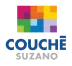 Logotipo colorido da Couche Papelaria com quadrados em várias cores acima do nome.