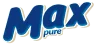 Logo da marca Max Pure em azul e amarelo.