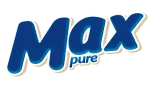 Logotipo da marca Max Pure com texto estilizado em azul.