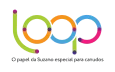 Logo do Grupo Loop com quatro círculos coloridos interligados em verde, laranja, azul e rosa, com o texto 'Grupo Loop' abaixo.