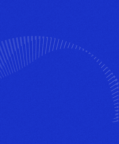 Fundo azul com linhas finas brancas formando um arco incompleto.