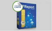 Caixa azul de software Formatê Carta com imagem de garrafa dourada e setas brancas apontando para cima.