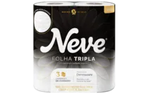 Pacote de papel higiênico Neve Supreme com 16 rolos e 15 metros cada.