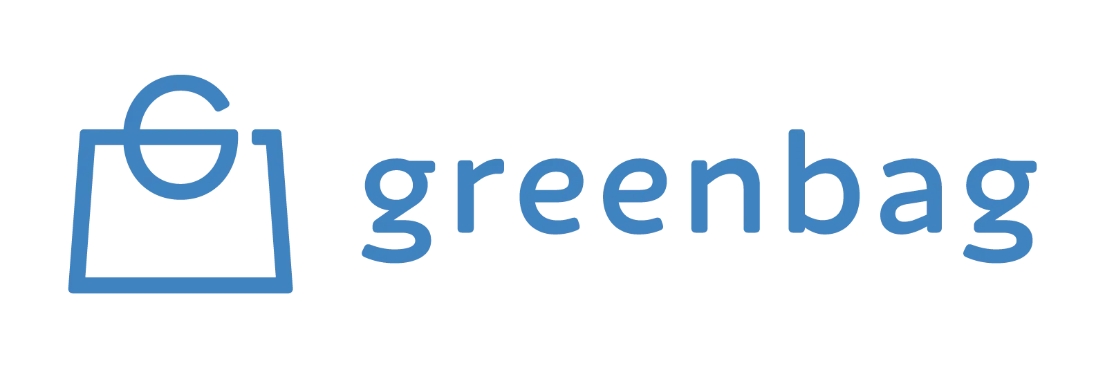 Logotipo da marca greenbag com ícone estilizado de uma sacola de compras.