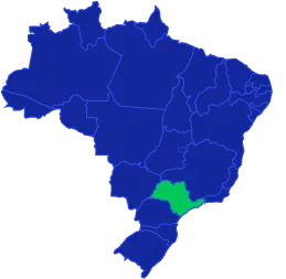 Mapa do Brasil destacando o estado de São Paulo em verde.