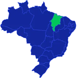 Mapa do Brasil destacando o estado do �Ѳ������Գ�ã�� em verde, com os demais estados em azul escuro.