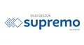 Logo da Supremo Duo Design com três setas azuis à esquerda do texto.