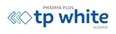Logo da Pharma Plus com o texto 'tp white suzano' em letras azuis.