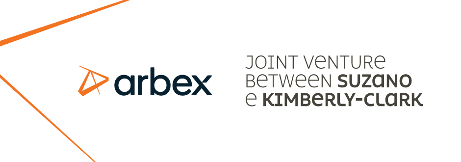 Logotipo da Arbex com texto sobre a joint venture lançada pela Suzano e Kimberly-Clark.