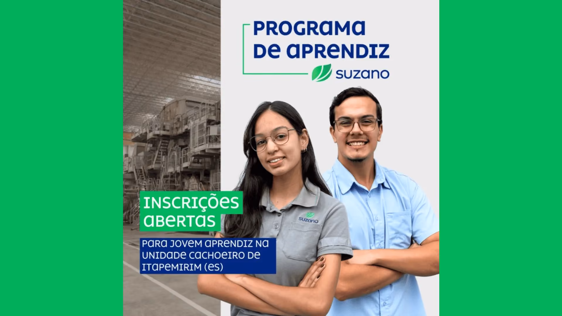 Programa de Aprendiz da Suzano abre vagas para jovens em Cachoeiro de Itapemirim
