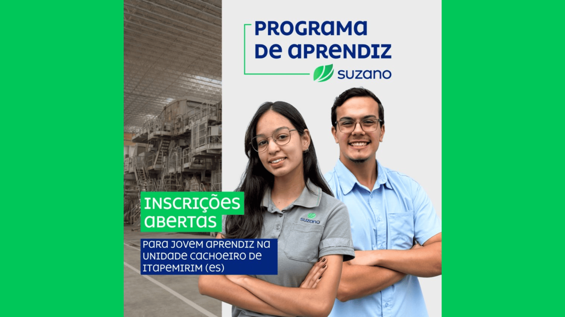Programa de Aprendiz da Suzano abre vagas para jovens em Cachoeiro de Itapemirim